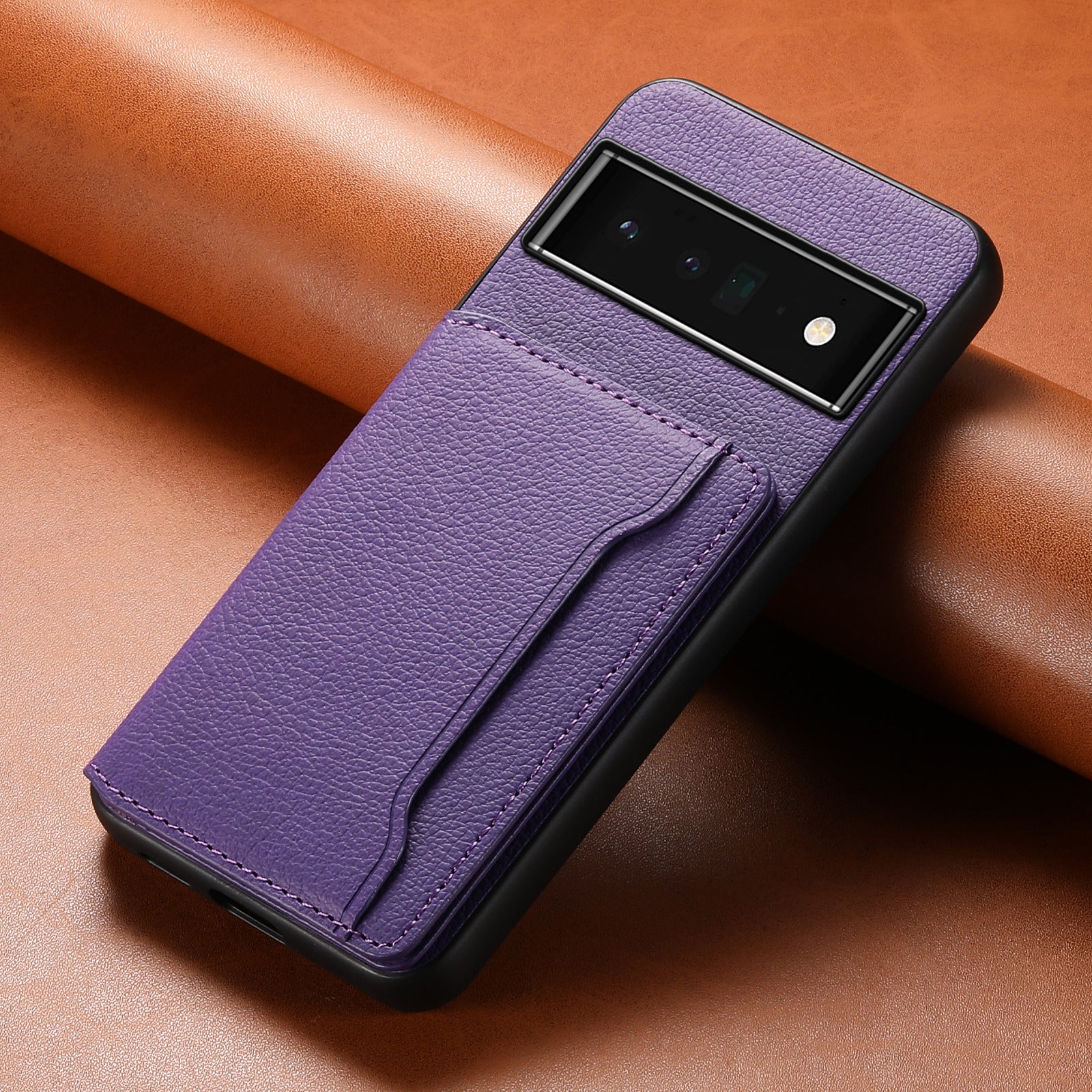 Kickstand Case for Google Pixel 6 Pro 5G Card Slots TPU+PC+PU Phone Cover Kickstand Case for Google Pixel 6 Pro 5G Card Slots TPU+PC+PU Phone Cover